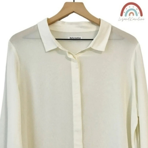 New! Reformation The Violet Ivory Button Down Top - Picture 5 of 12